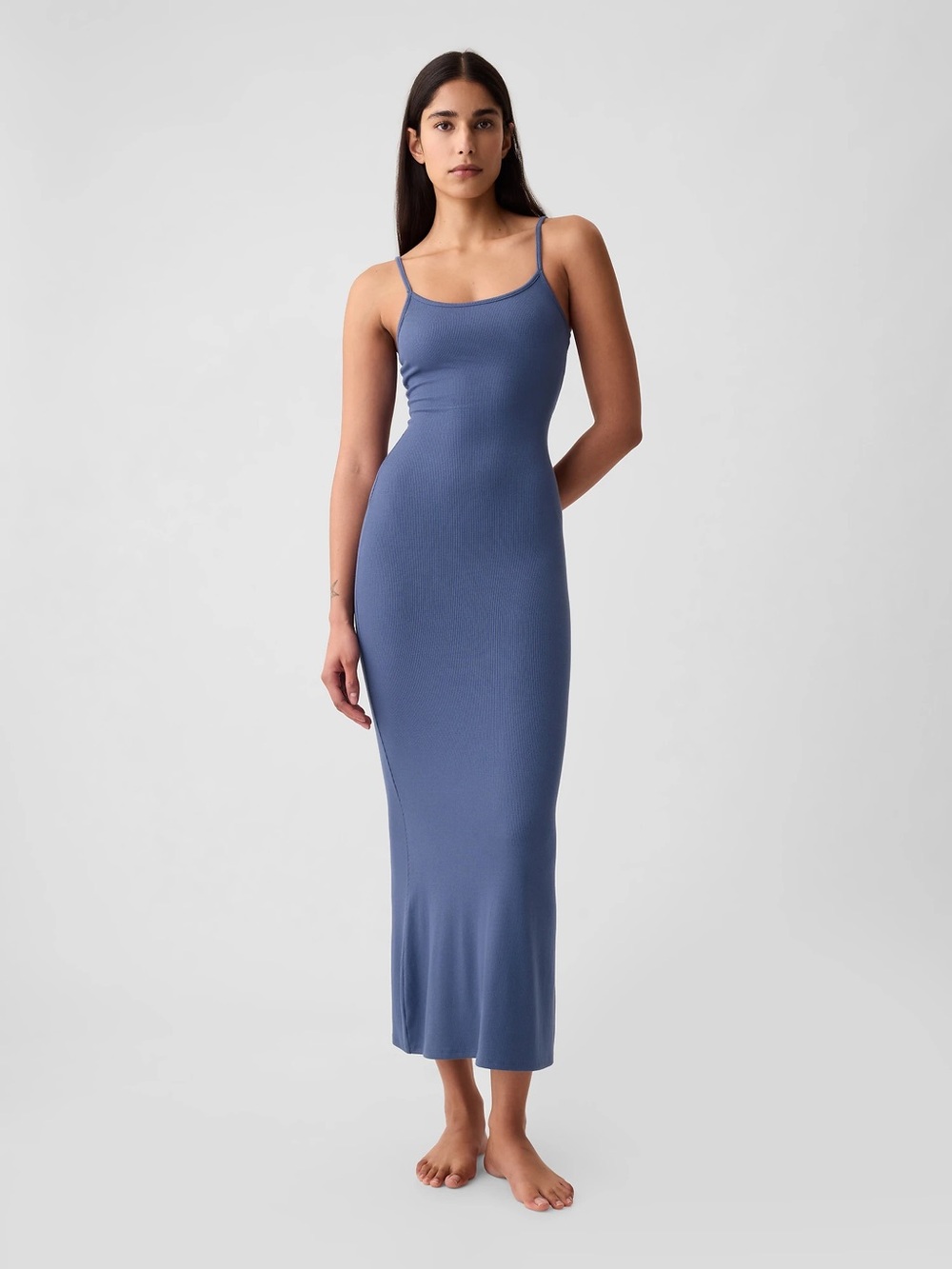 Gap Mini  Rib PJ  Maxi Dress Quiet Blue
